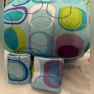 Your Zone 3-Piece F/Q Comforter Set | Retro Geometric Circles Teal Purple Green